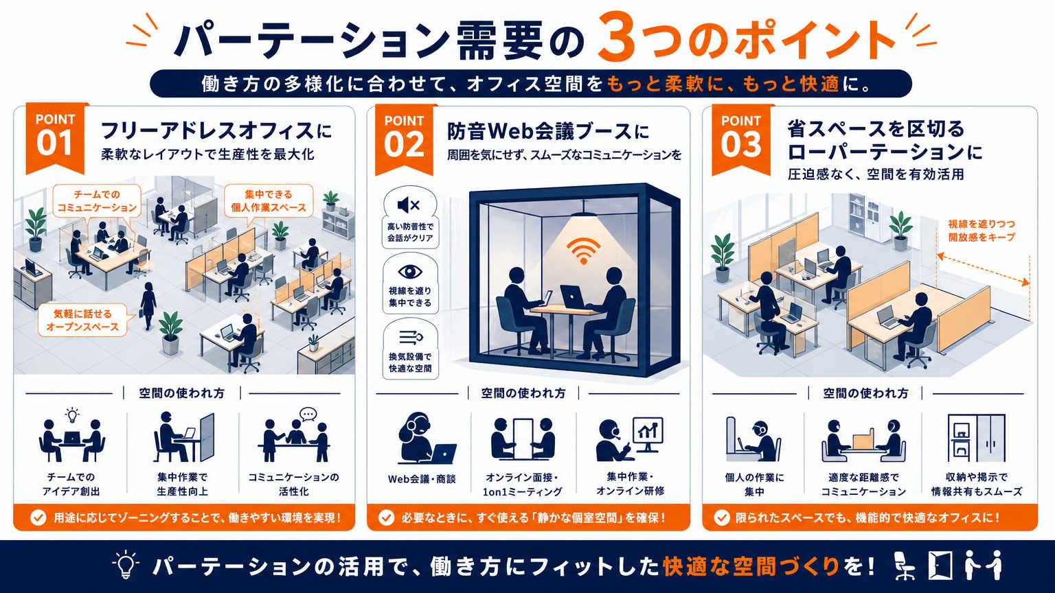 静岡のオフィス内装で求められるパーテーション需要
